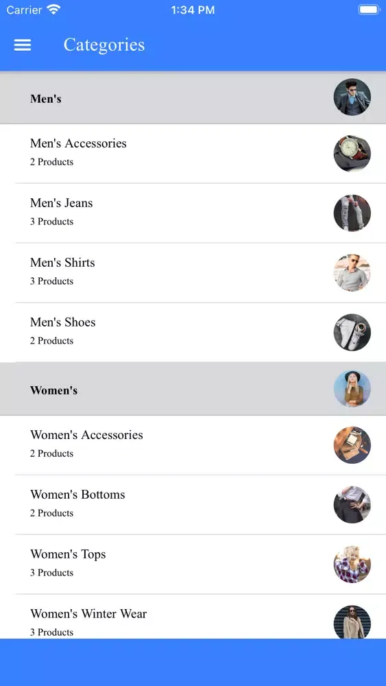 Скриншоты Ecommerce App