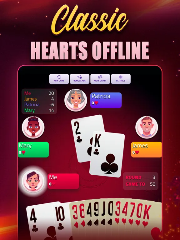 Hearts Offline - Card Game iPad  Screenshots