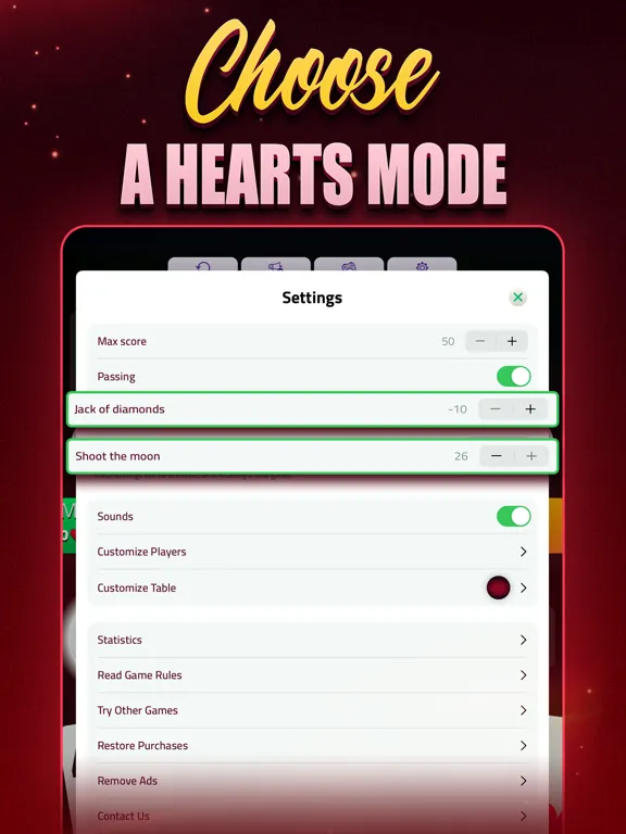 Hearts Offline - Card Game iPad  Screenshots