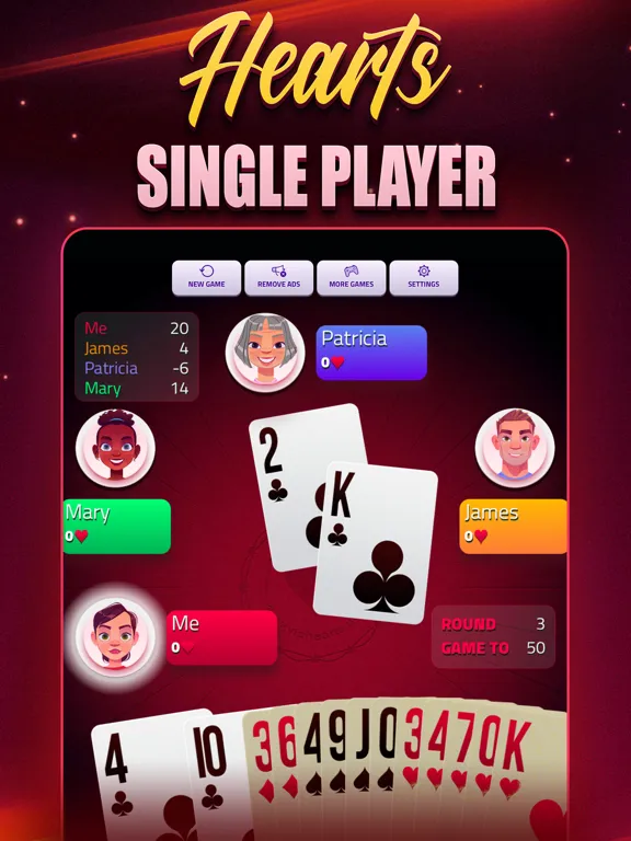 Hearts Offline - Card Game iPad  Screenshots