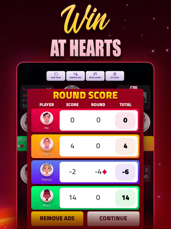 Hearts Offline - Card Game iPad  Screenshots
