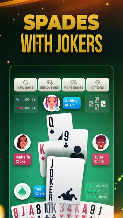 Capturas de tela do Spades Offline - Card Game
