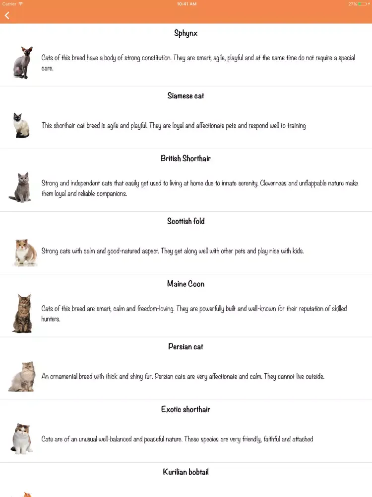 Cat Test: Choose your cat breed iPad  Screenshots