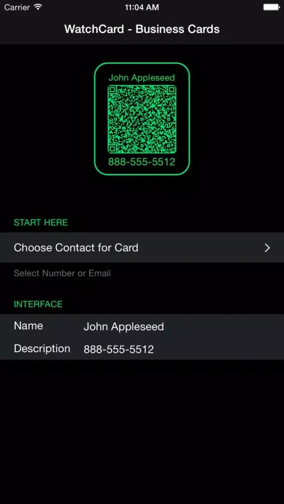 Ảnh chụp màn hình của WatchCard - Business Cards for Apple Watch