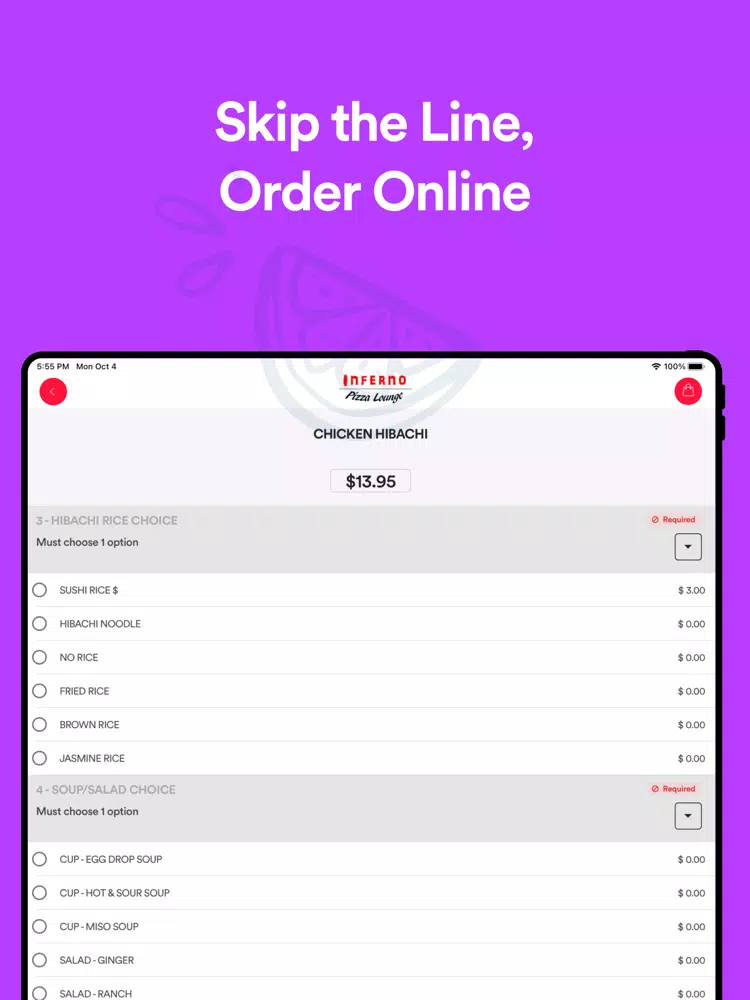 Ảnh chụp màn hình của Inferno Pizza Lounge iPad 