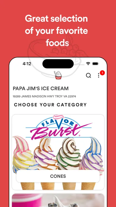 Capturas de tela do PAPA JIM'S ICE CREAM