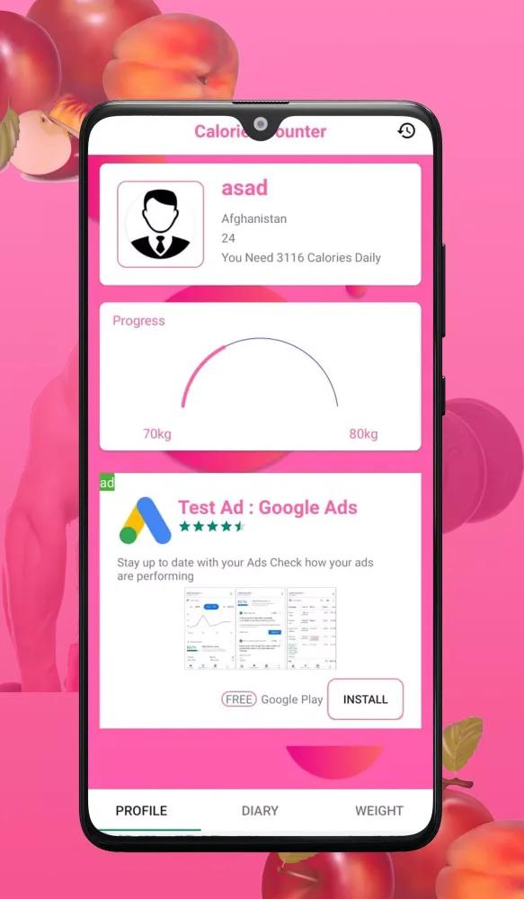 Скриншоты Calorie Counter app