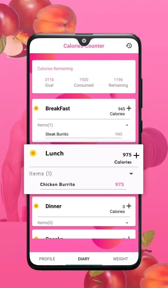 Скриншоты Calorie Counter app