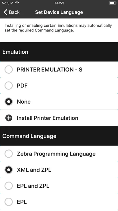 Zebra Printer Setup Utility Screenshots