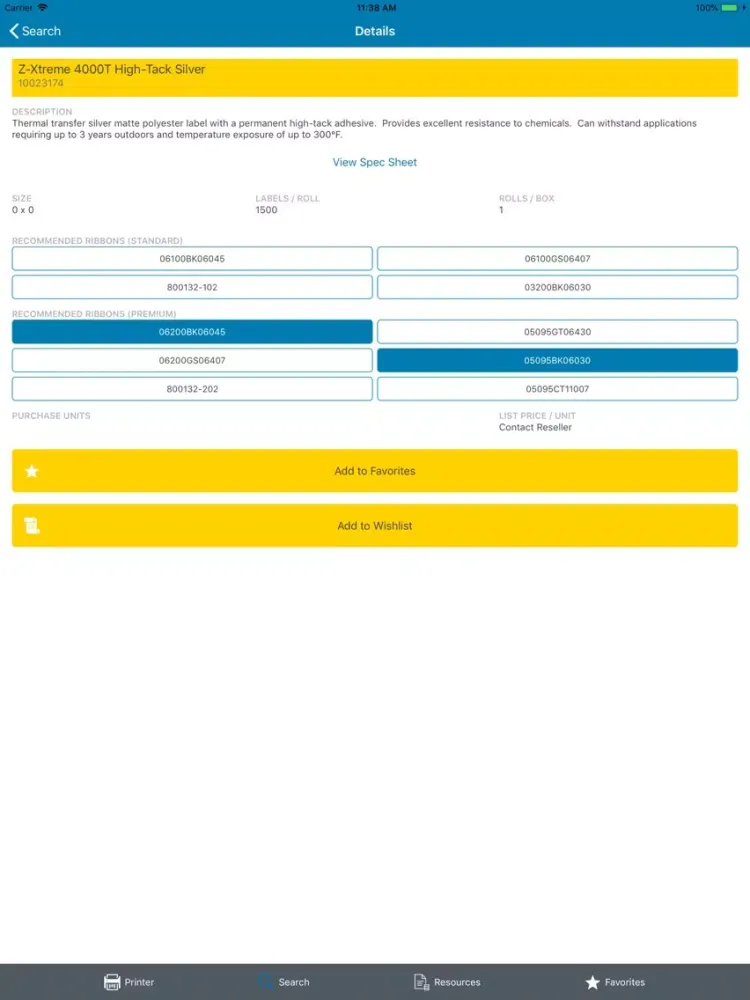 Zebra Product Finder iPad 应用截图