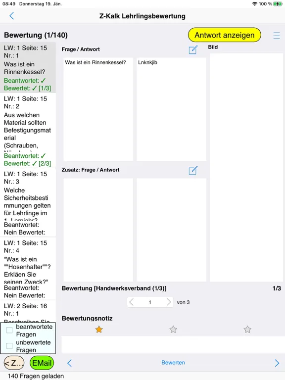 Z-Kalk Lehrlingsbewertung iPad  Screenshots