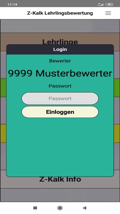 Z-Kalk Lehrlingsbewertung Screenshots