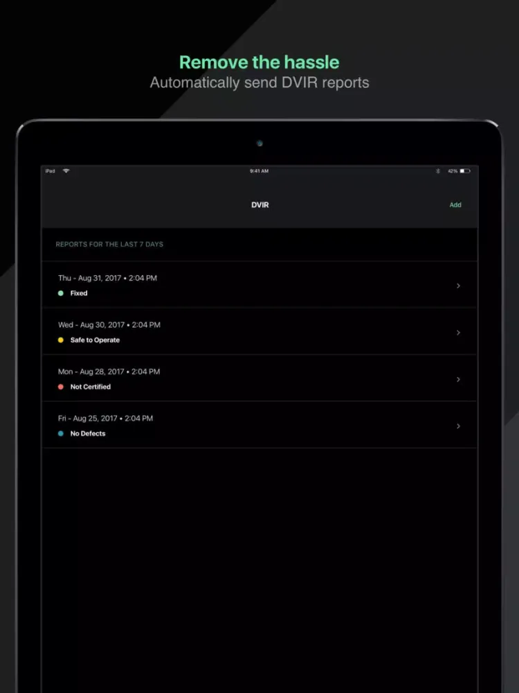 Zrzuty ekranu ZED - ELD Truck Driver Logbook iPad 