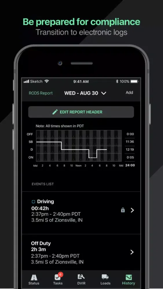 Zrzuty ekranu ZED - ELD Truck Driver Logbook