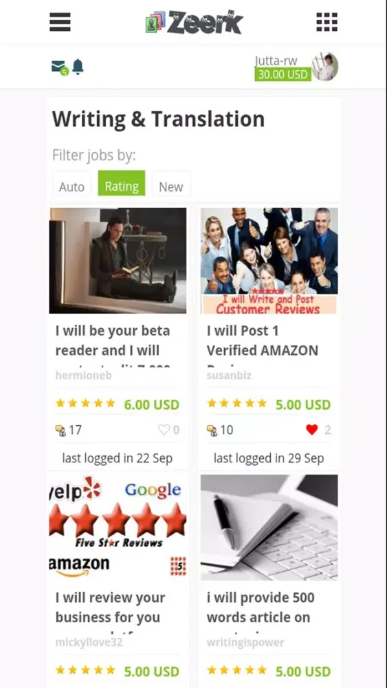 Screenshot di Zeerk - Micro Jobs and Freelance Services