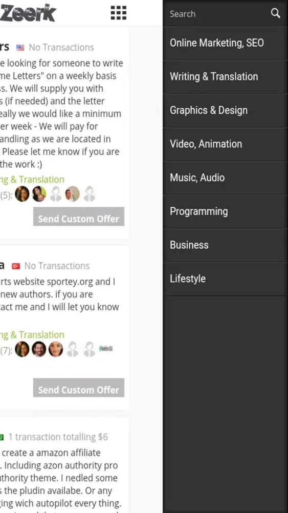 Screenshot di Zeerk - Micro Jobs and Freelance Services