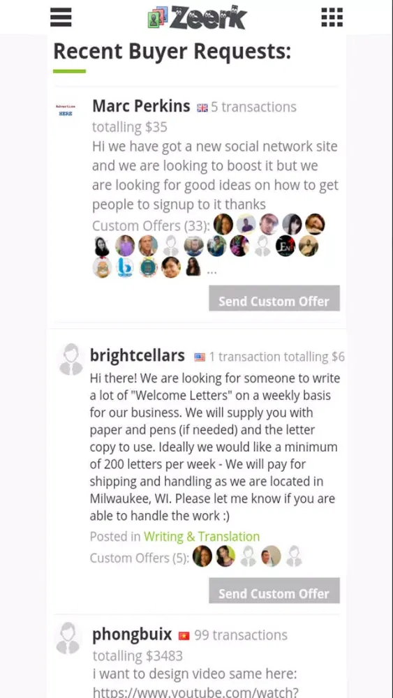 Screenshot di Zeerk - Micro Jobs and Freelance Services