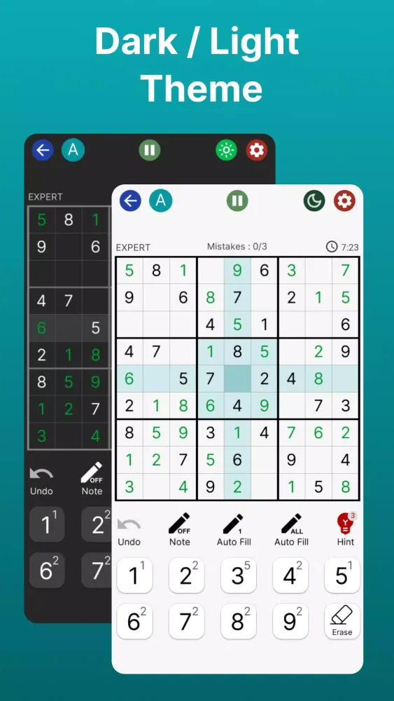 Capturas de tela do Sudoku