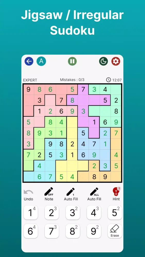 Capturas de tela do Sudoku