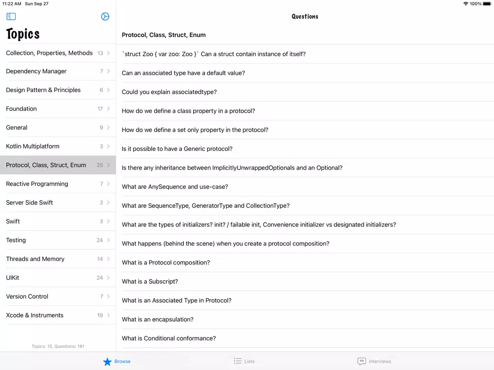 Ảnh chụp màn hình của iInterview! iPad 