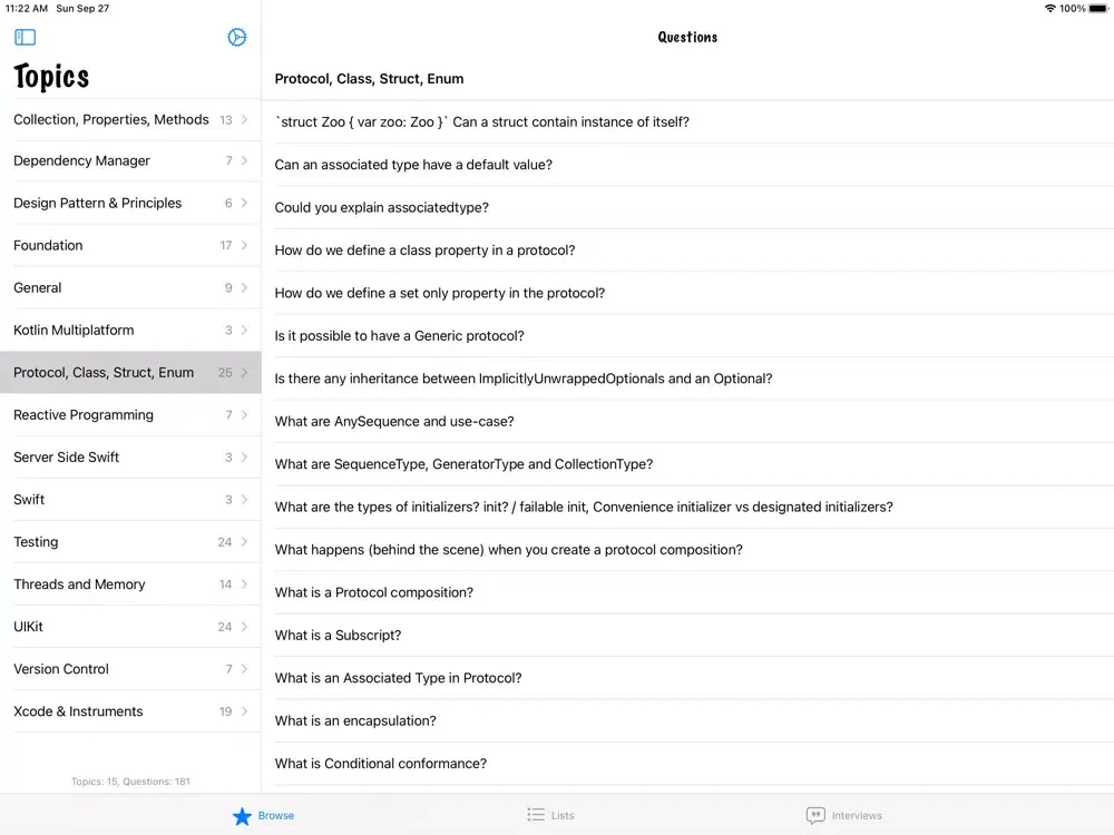 Tangkapan layar iInterview! iPad 