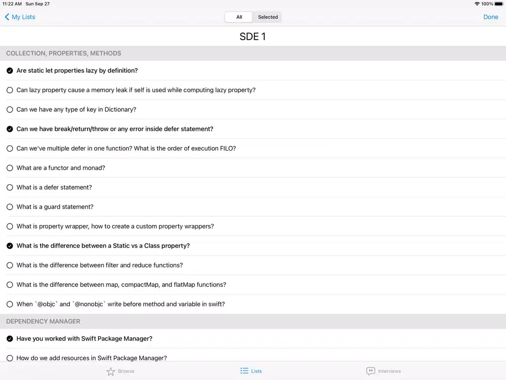 Tangkapan layar iInterview! iPad 