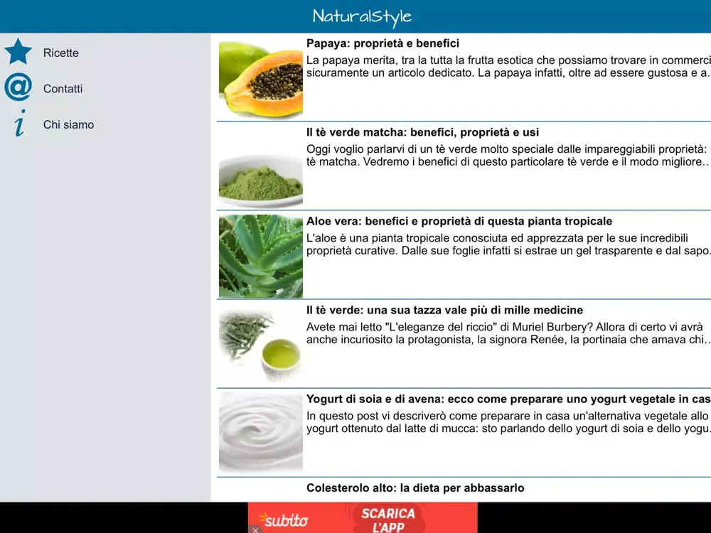 Capturas de tela do NaturalBlog iPad 