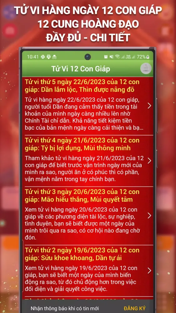 Ảnh chụp màn hình của Lịch Vạn Niên