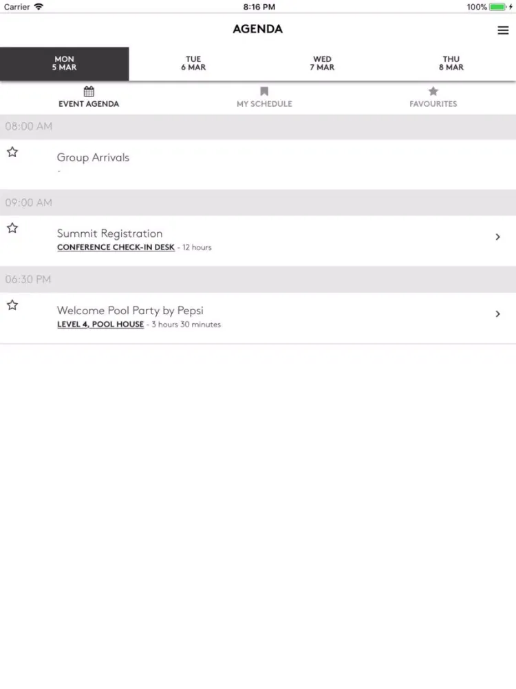 Capturas de tela do Marriott Asia Pacific 2018 iPad 