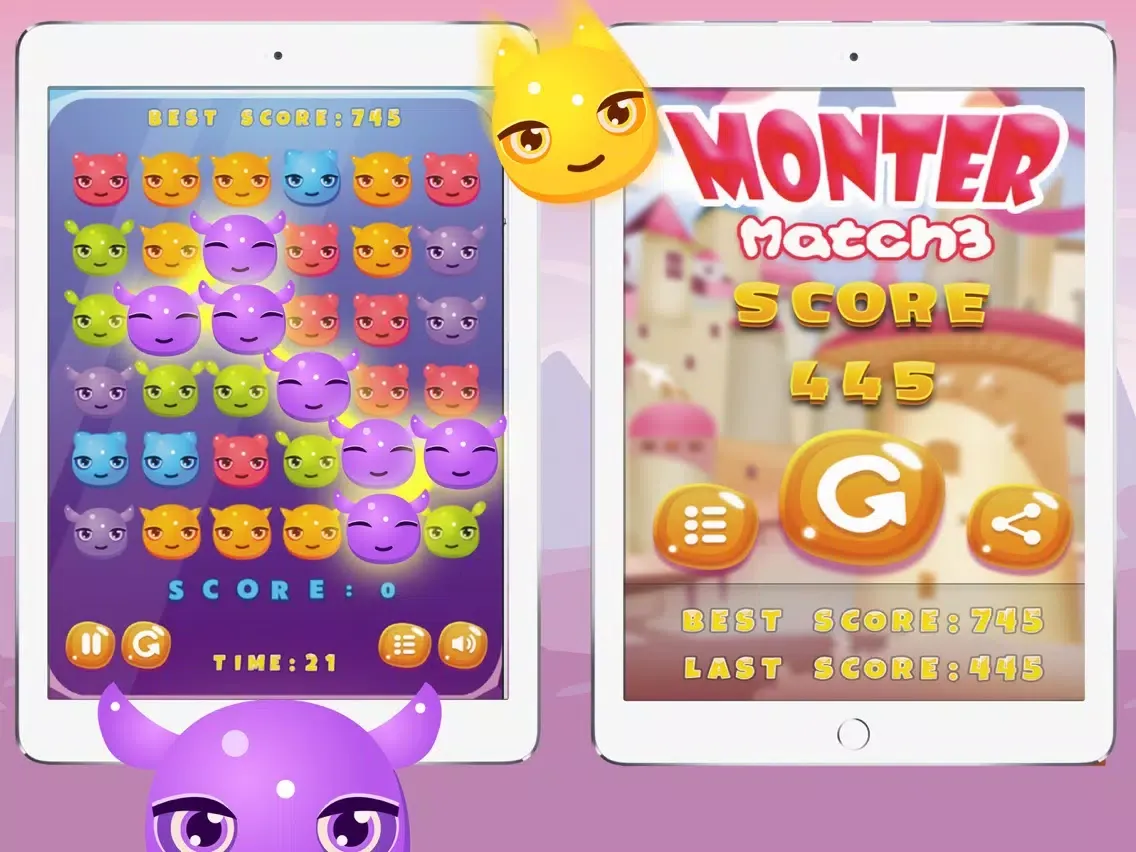 Monter Monster Match 3 iPad  Screenshots
