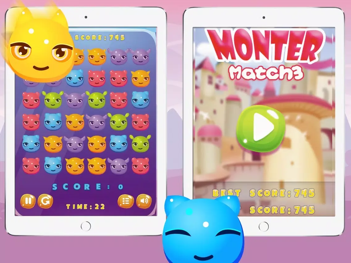Monter Monster Match 3 iPad  Screenshots
