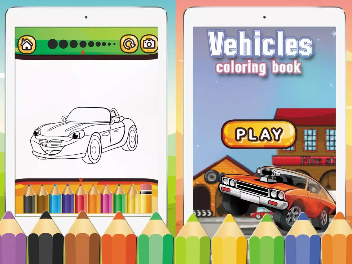 Game For Kids : Vehicles Coloring Book iPad  Screenshots