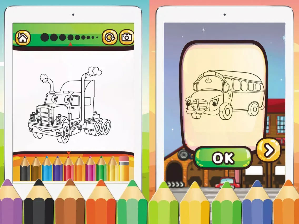 Game For Kids : Vehicles Coloring Book iPad  Screenshots