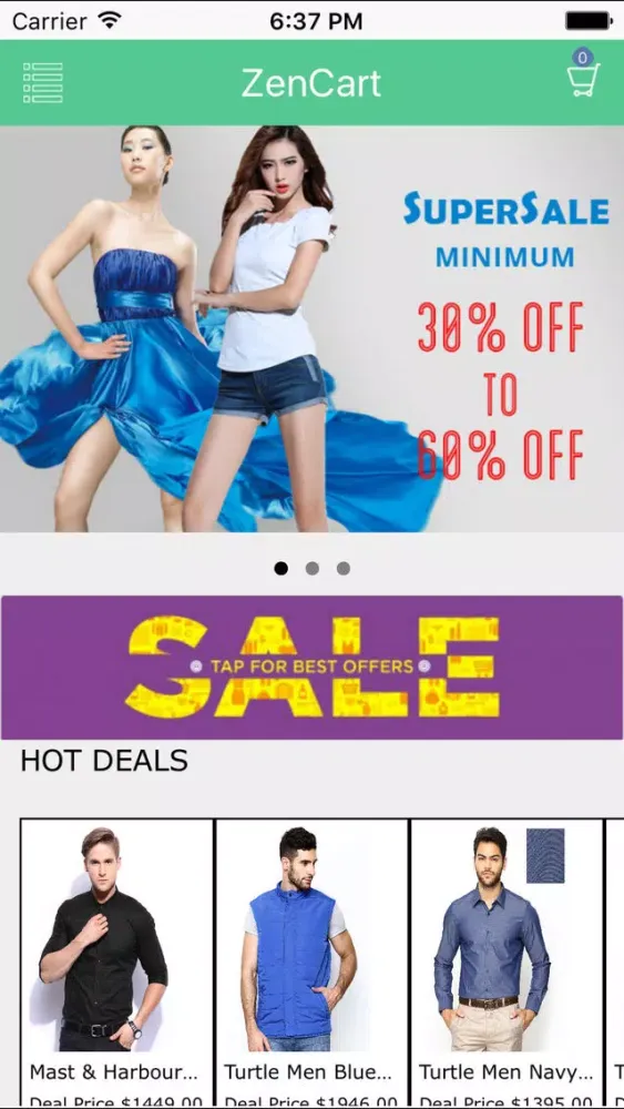 ภาพหน้าจอของ Zen cart app