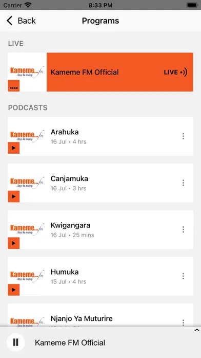 Captures d'écran de Kameme FM Official