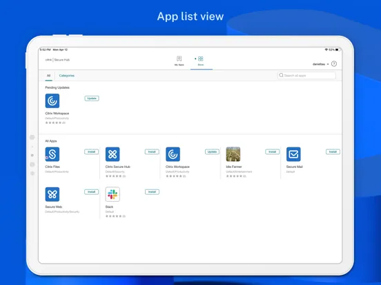 Citrix Secure Hub iPad 应用截图