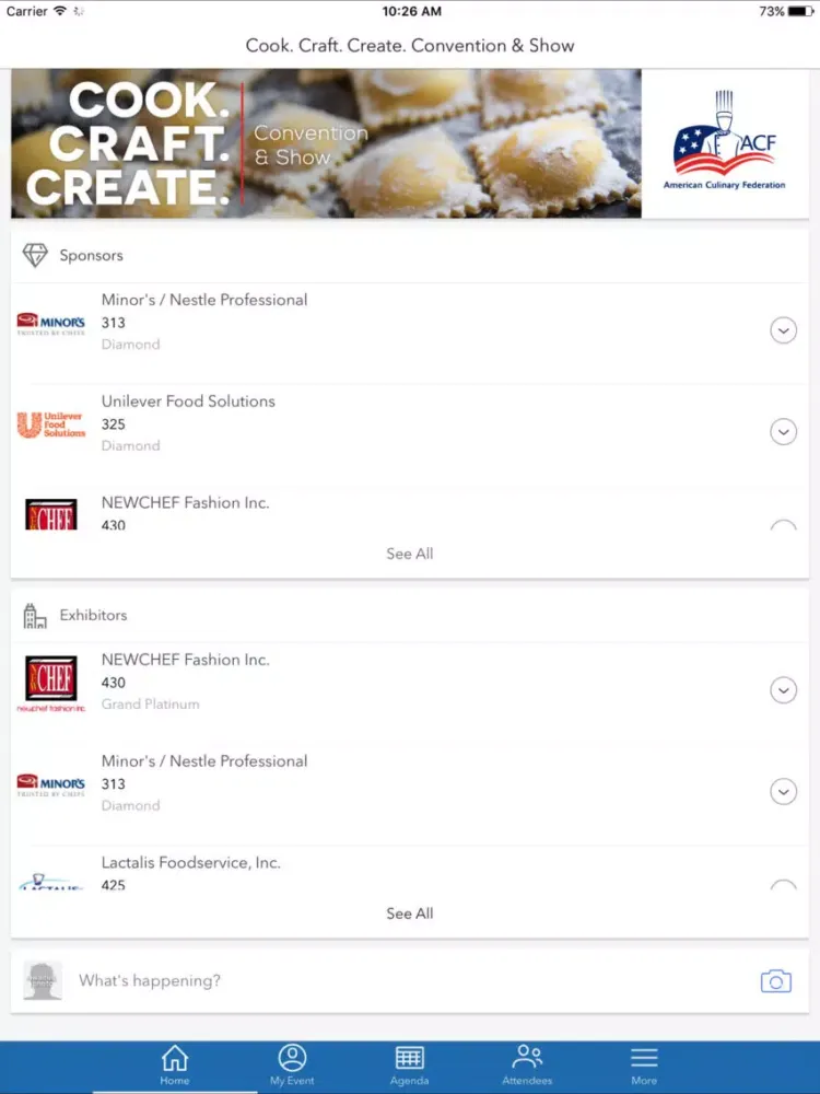 Tangkapan skrin ACF Events iPad 