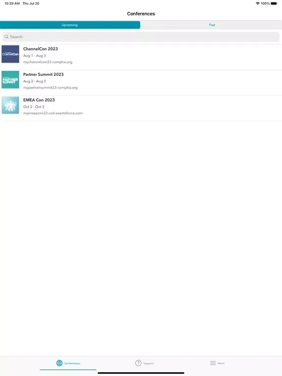 ภาพหน้าจอของ CompTIA Events iPad 