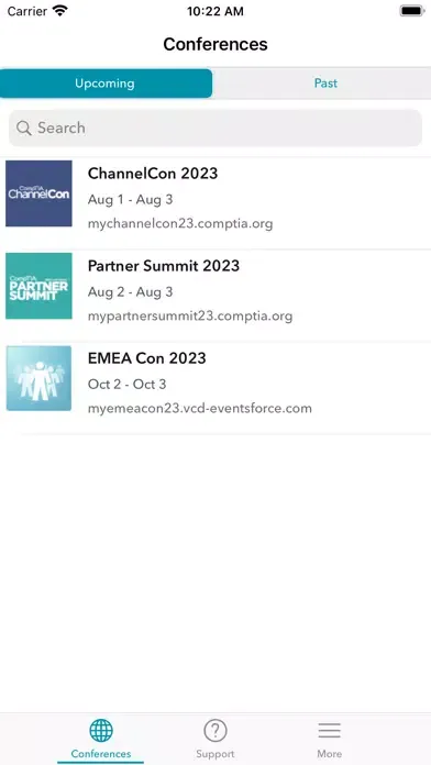 ภาพหน้าจอของ CompTIA Events
