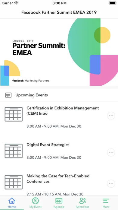 Captures d'écran de Facebook Partner Summit