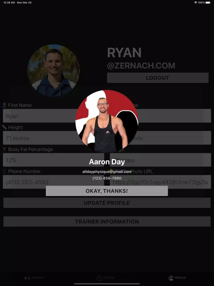 Ảnh chụp màn hình của ADP Gym iPad 