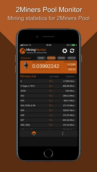 Tangkapan skrin Monitor for 2Miners Pool