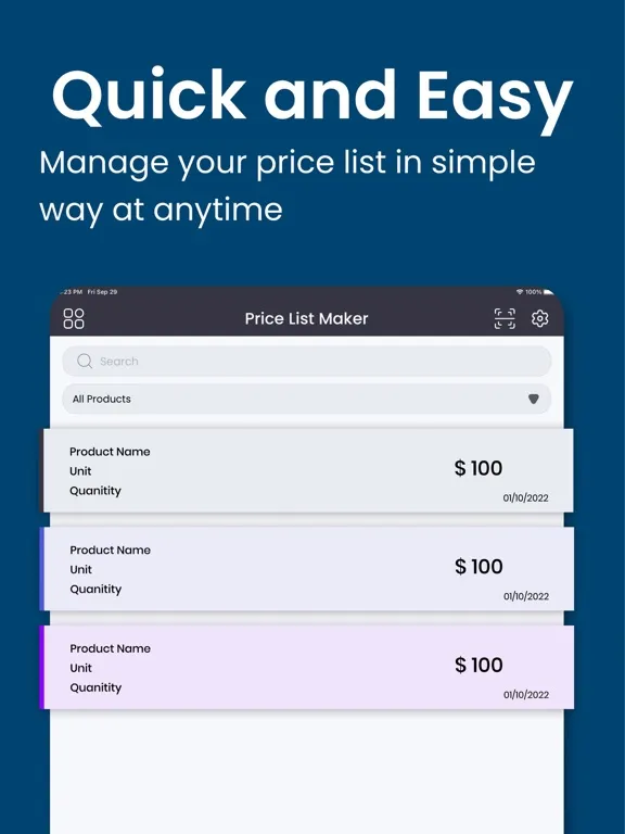 Price List Maker - Creator iPad  سکرین شاٹس