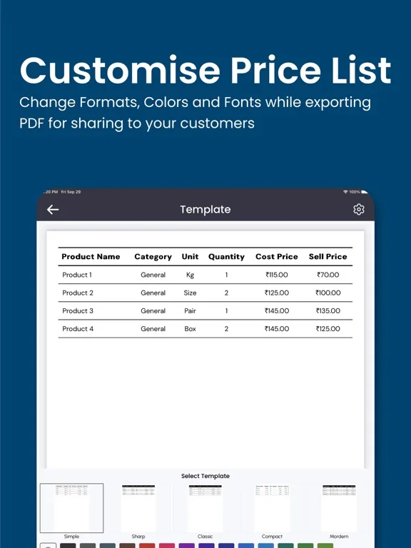 Price List Maker - Creator iPad  سکرین شاٹس