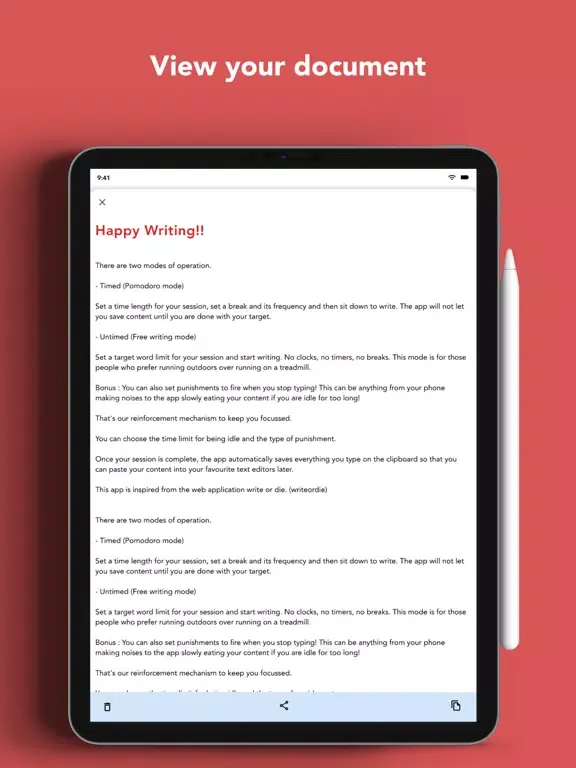 Zrzuty ekranu Tomato Typewriter iPad 