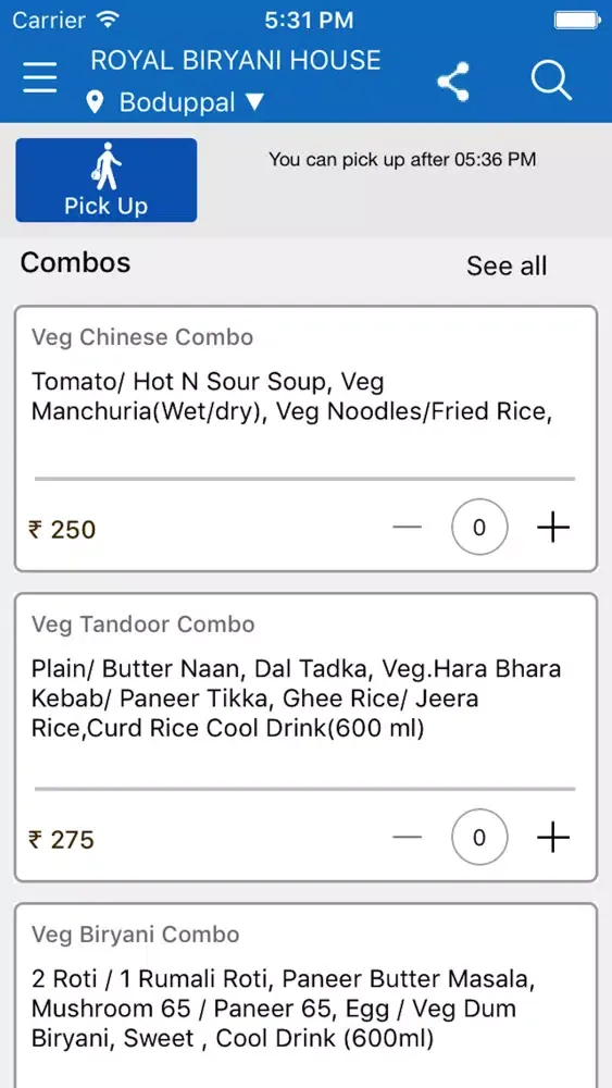 Tangkapan skrin Royal Biryani House