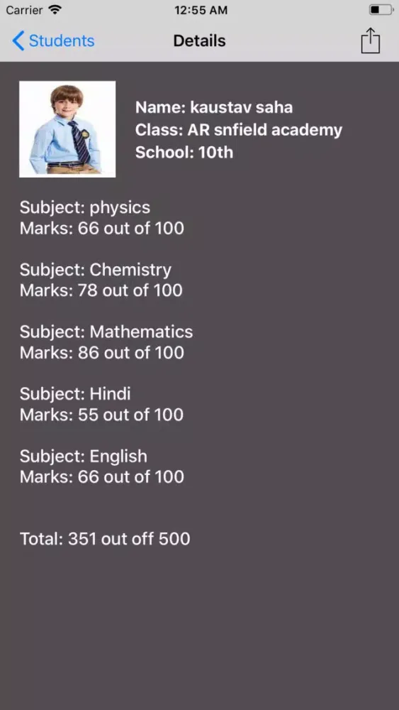 Screenshot di SchoolResult