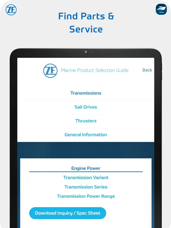 ZF Marine App iPad  Screenshots