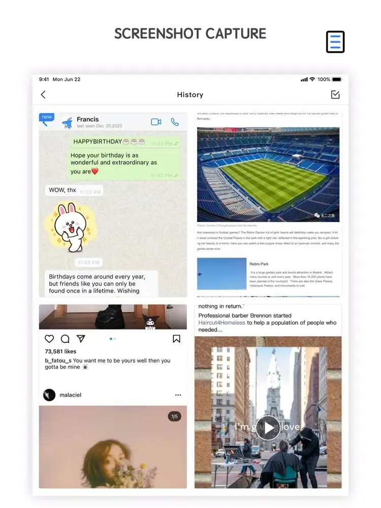 Screenshot . iPad  스크린샷
