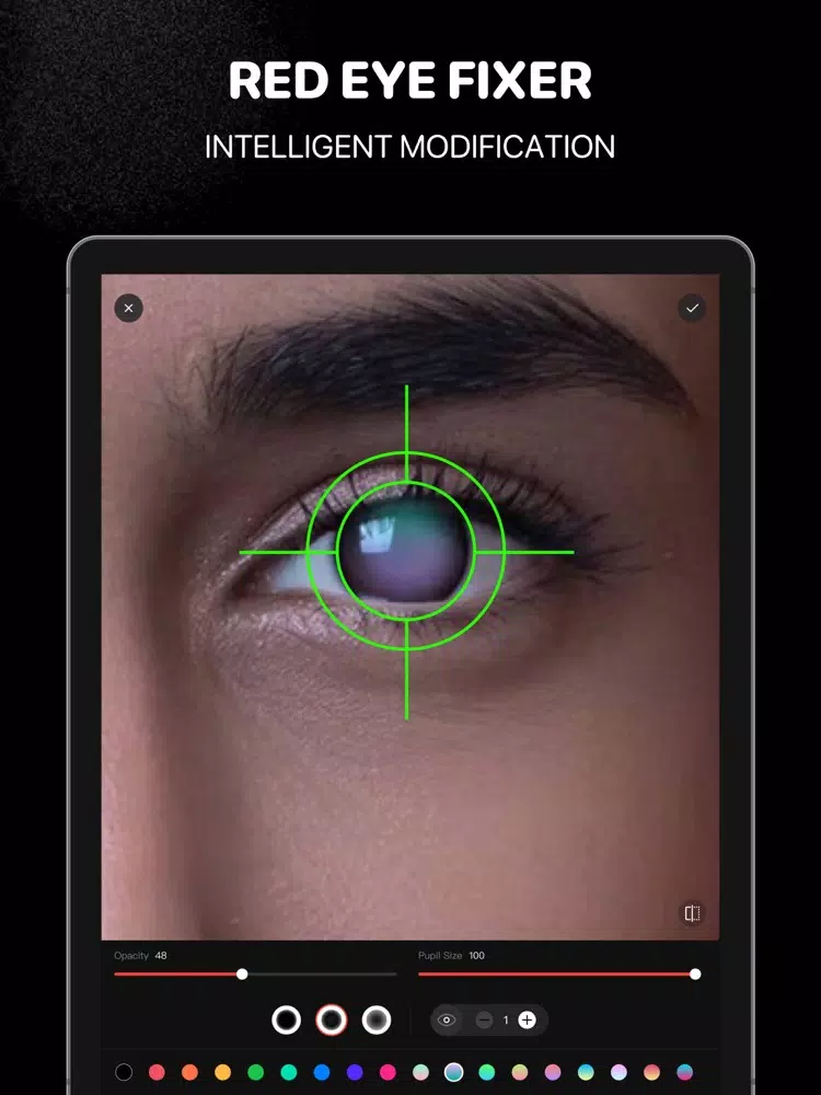 Tangkapan skrin Red Eye Corrector + iPad 